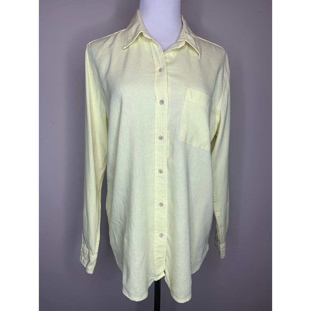 Universal Threads Yellow Linen Blend Button Up Sh… - image 1
